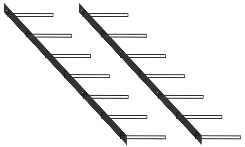 289565 vidaXL Стойки за вино за 14 бутилки стенен монтаж 2 бр черни метал
