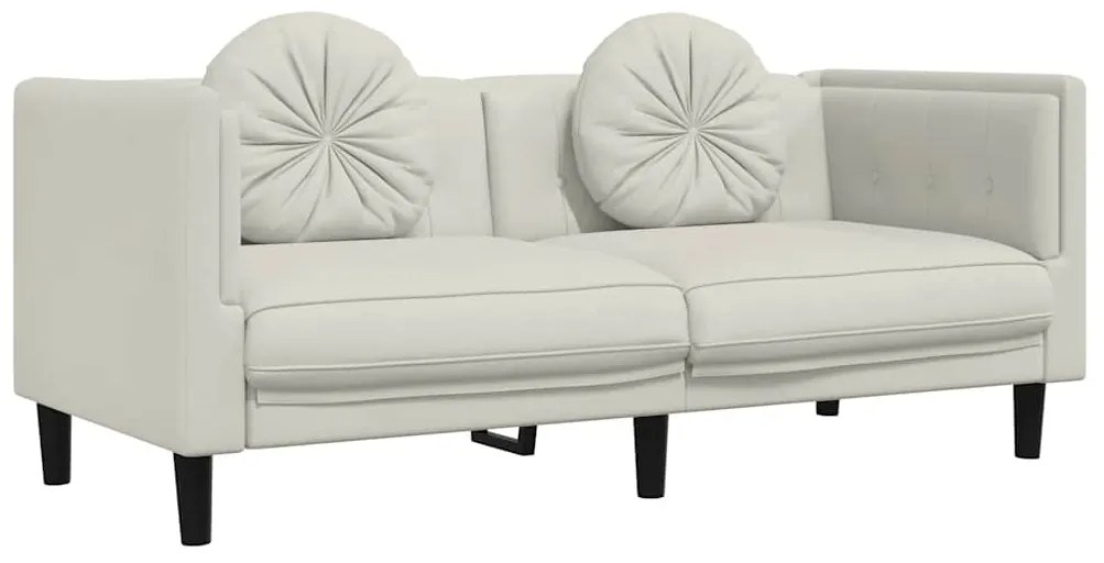 372639 vidaXL Диван с възглавници 2-местен кремаво кадифе