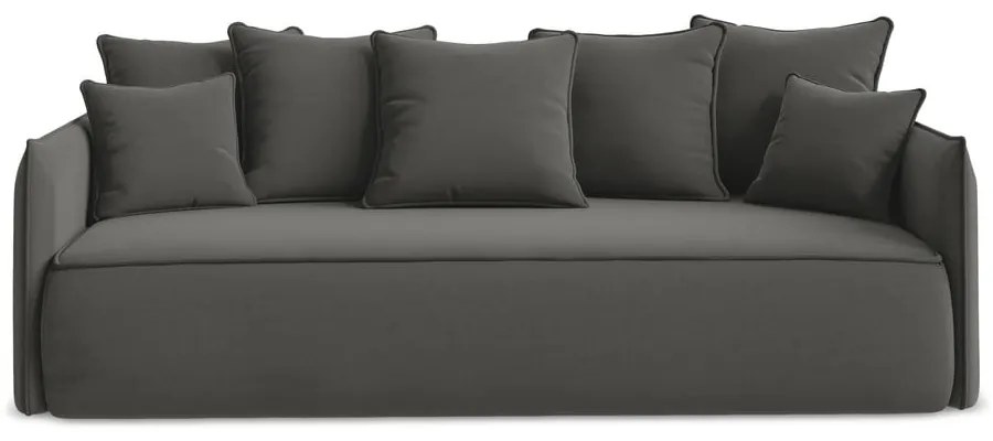 Тъмносив кадифен разтегателен диван с място за съхранение 225 cm Hula – Makamii