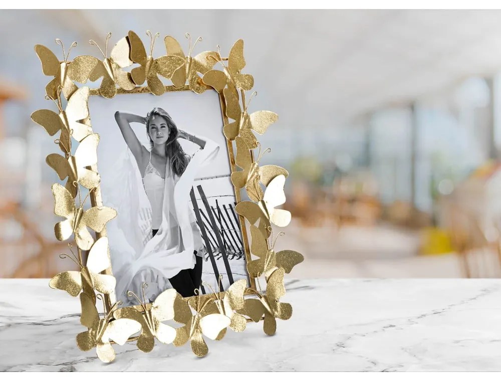 Метална стояща рамка в златисто 35x38 cm Butterfly – Mauro Ferretti