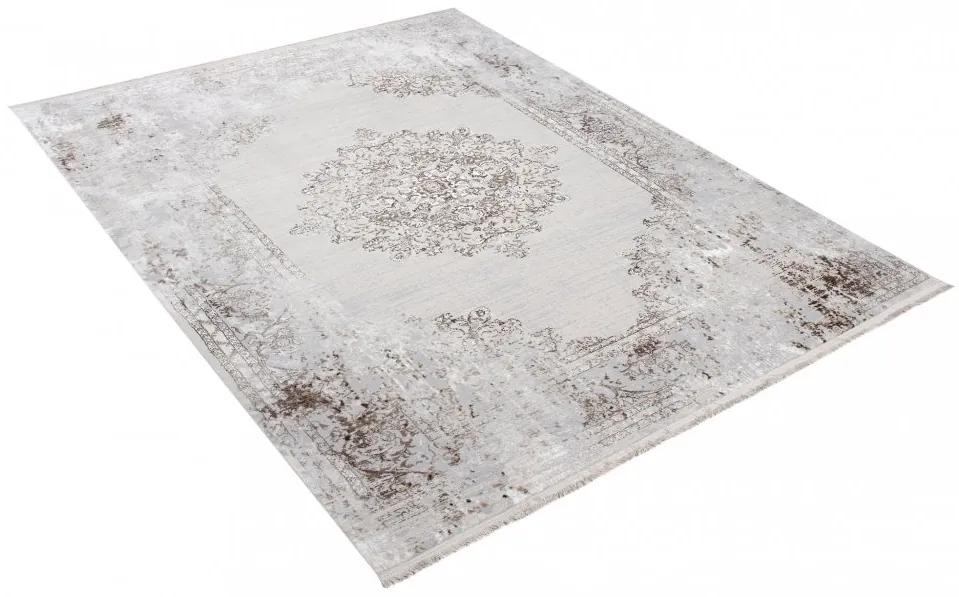 Светъл кремаво-сив килим с винтидж дизайн и шарки Ширина: 80 см | Дължина: 150 см