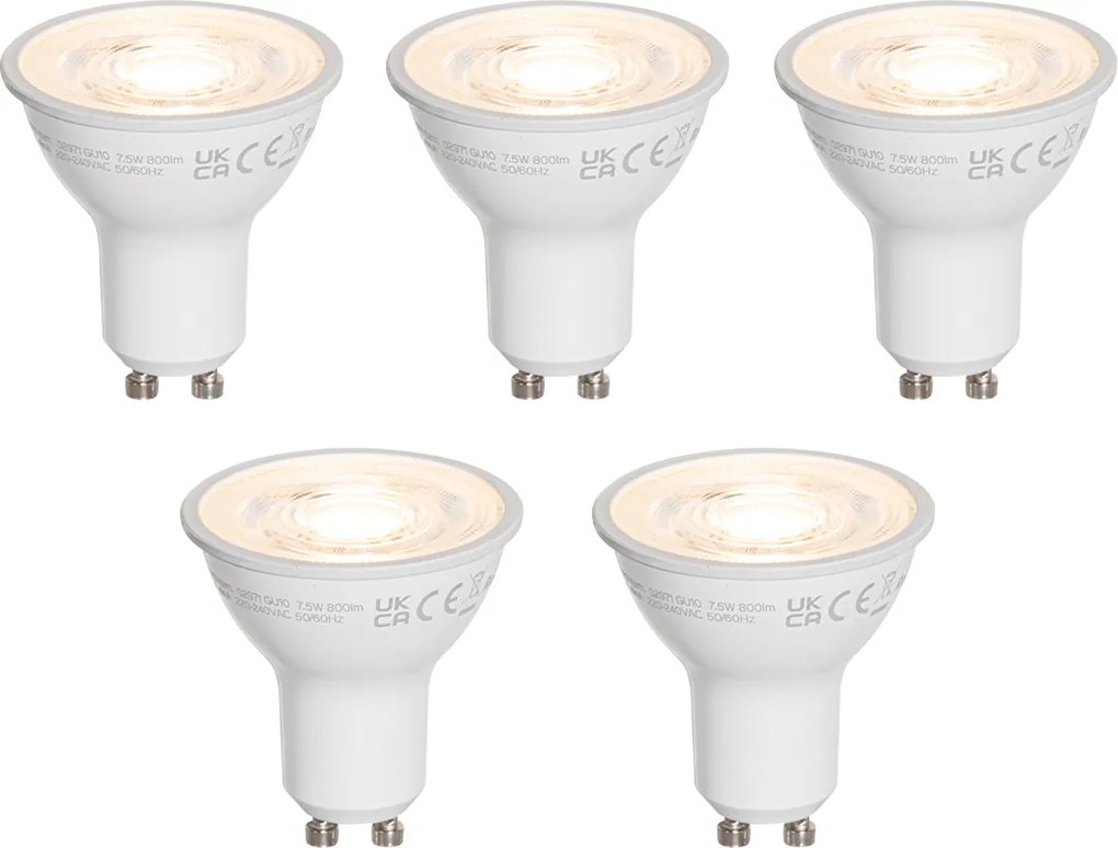 Комплект от 5 GU10 50mm LED крушки прозрачни 7.5W 800 lm 3000K