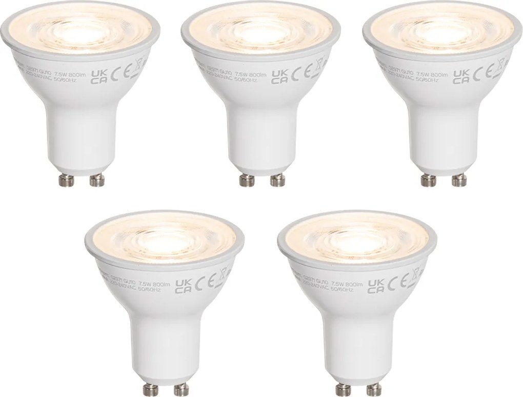 Комплект от 5 GU10 50мм Прозрачни LED крушки 7.5W 800 lm 3000K