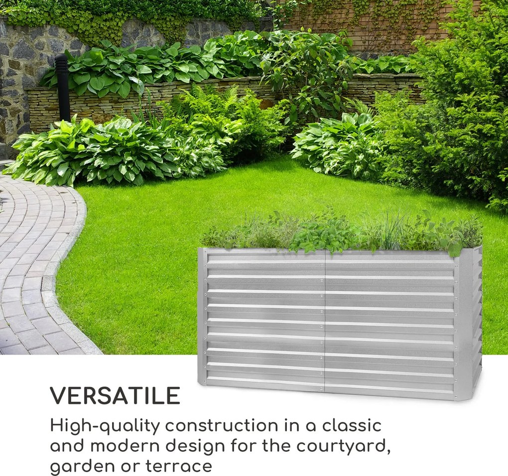 Blumfeldt Blum High Grow Straight, повдигнато цветно легло, 200x90x100 cм, 1800l, стомана