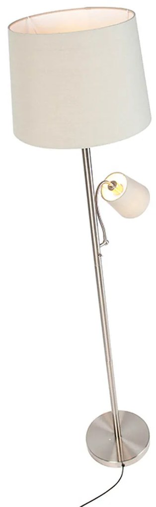 Интелигентна подова лампа стомана с сив абажур с WiFi A60 и E14 - Retro