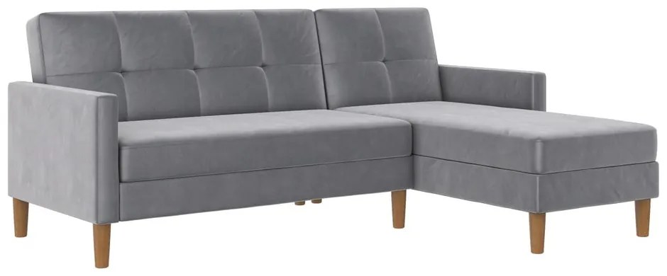 Светлосив кадифен ъглов диван Lilly – Støraa