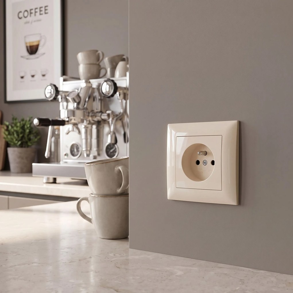 Единичен контакт със заземяване OSTE JNH001-G Beige
