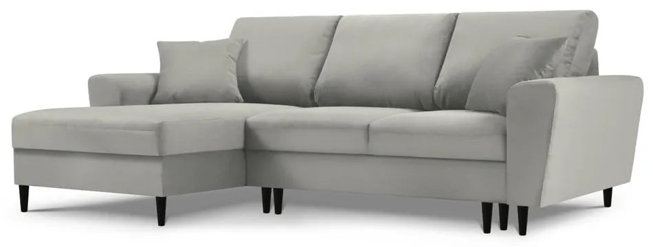 Светлосив разтегателен ъглов диван с място за съхранение от рипсено кадифе (ляв ъгъл) Kyoto – Cosmopolitan Design