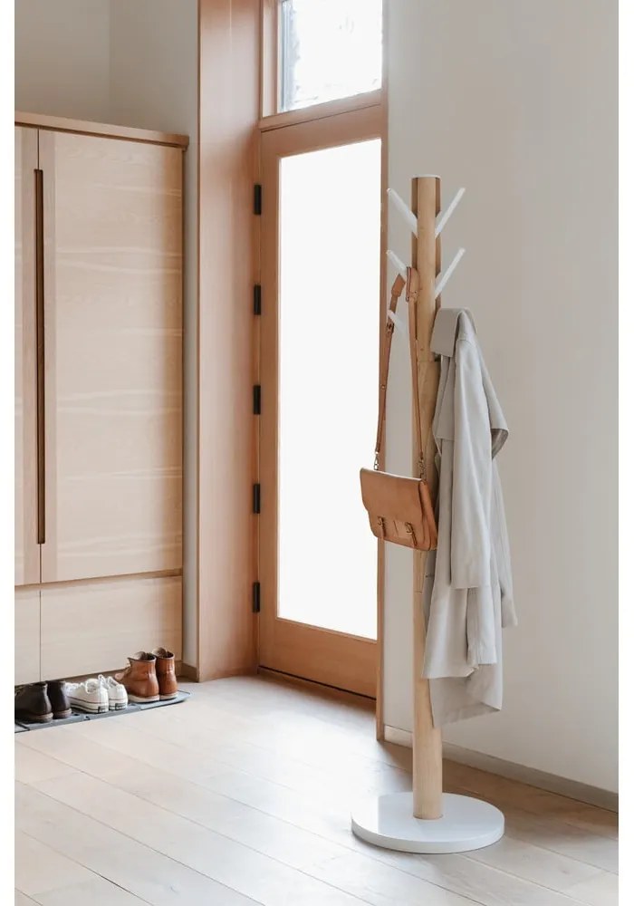 Бяла дървена закачалка от естествен каучук Flapper - Umbra