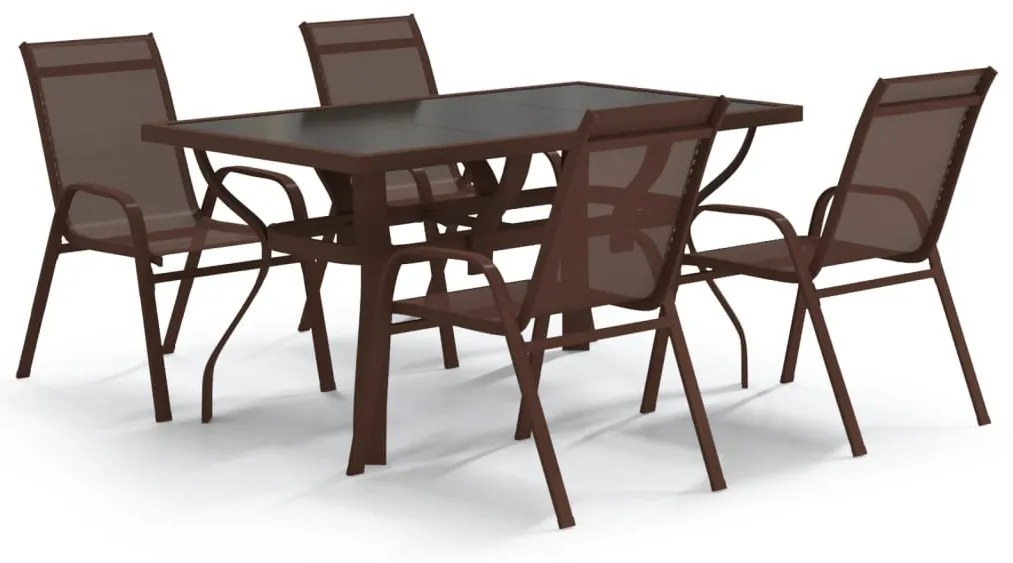 3095983 vidaXL Градински трапезен комплект, 5 части, кафяво и черно