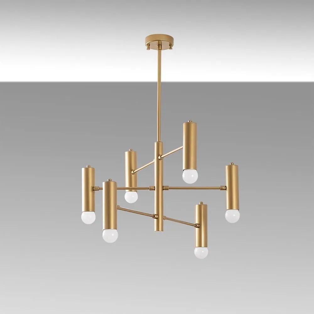 Висящо осветително тяло в златист цвят с метален абажур Gharib – Opviq lights