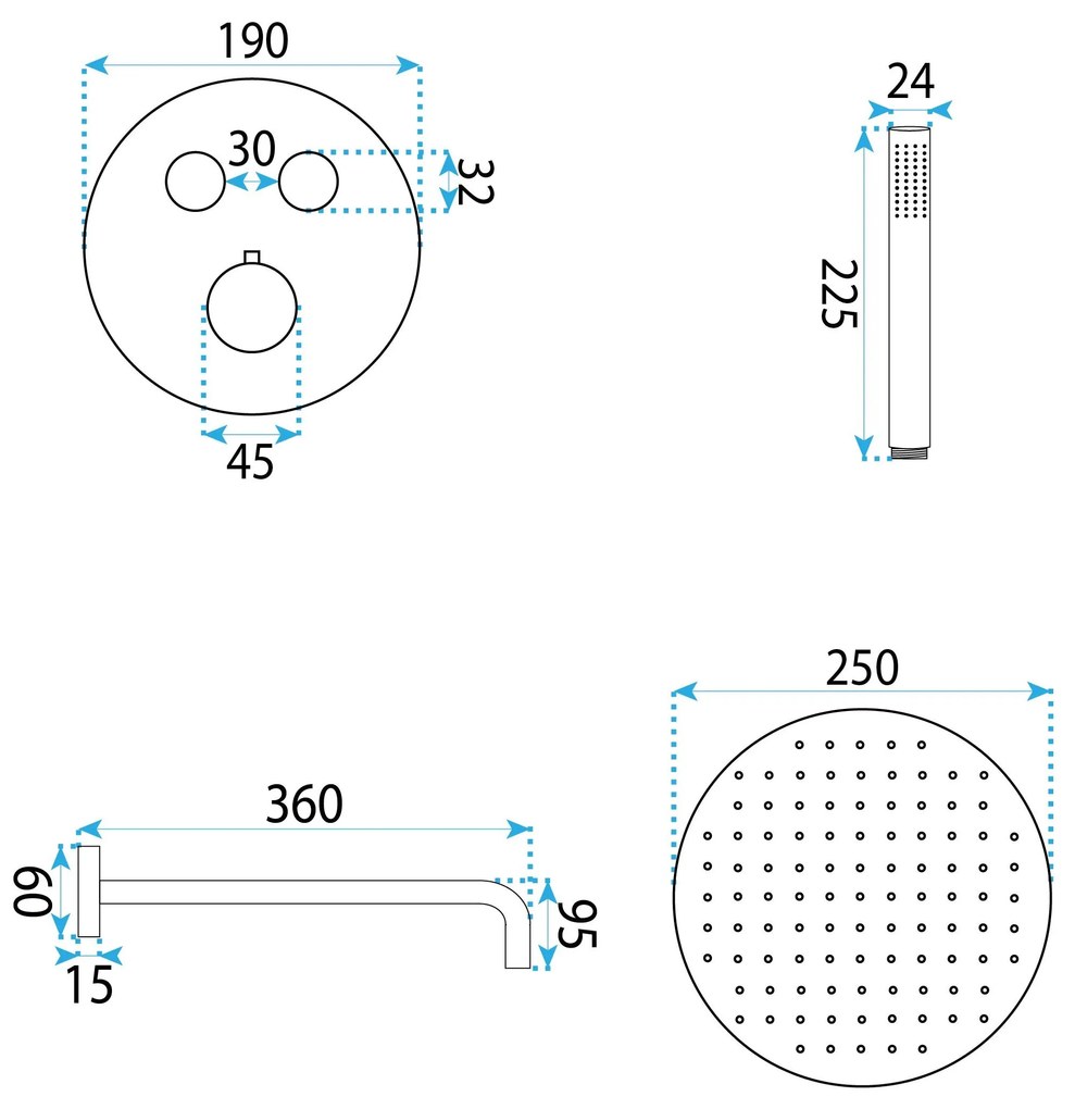 Душ система за вграждане Rea Lungo Diamond Chrom + BOX