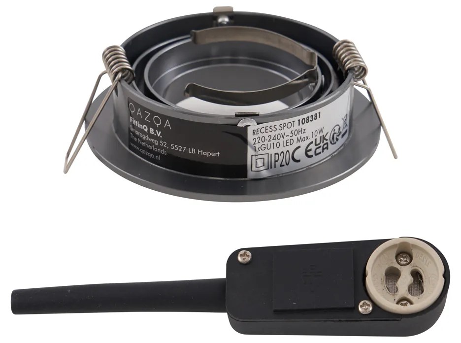 Модерен вграден прожектор тъмно сив GU10 50mm кръгъл накланящ се - Rondoo