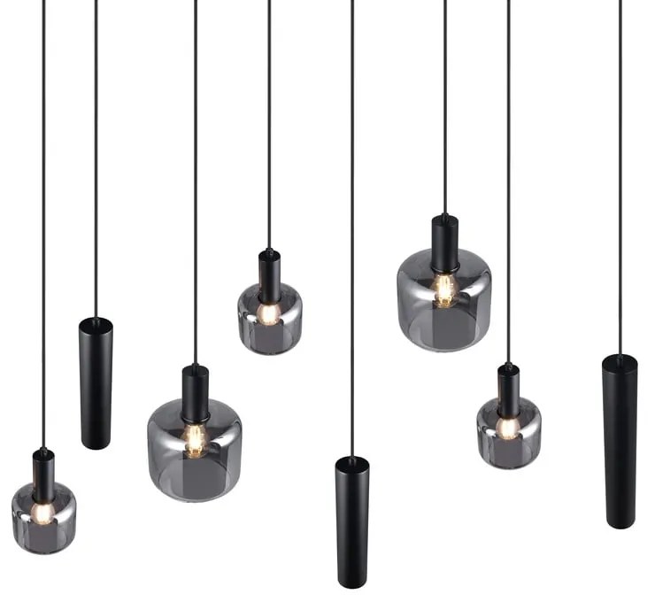 Черно висящо осветително тяло с метален абажур/със стъклен абажур Mataro – Trio