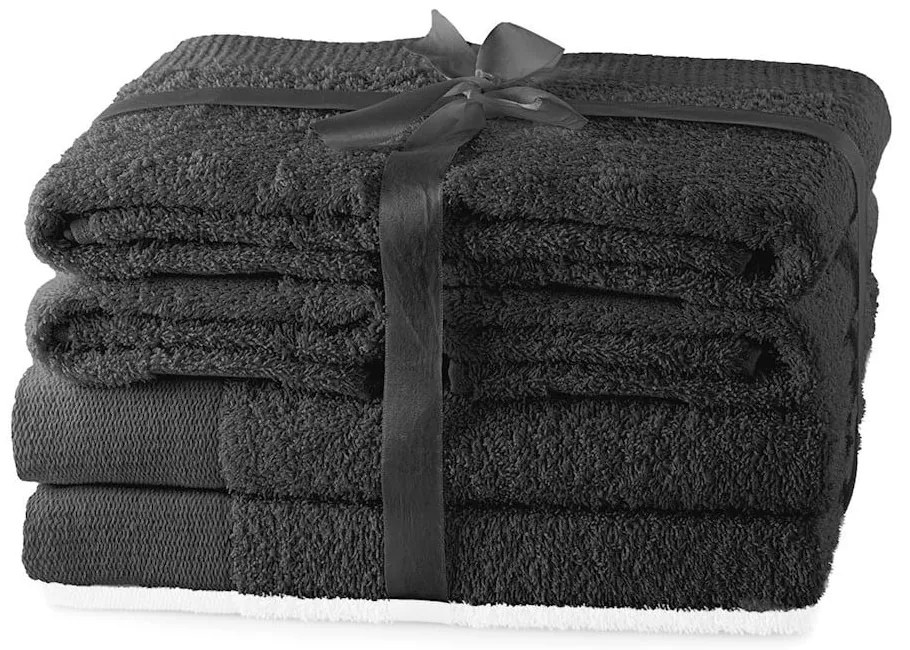 Тъмносиви памучни хавлии и кърпи за баня в комплект от 6 бр. от тери Amari – AmeliaHome
