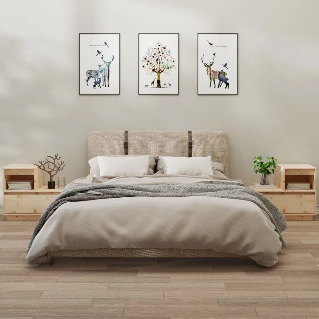 Sonata H Нощни шкафчета, 2 бр, 60x34x51 см, борово дърво масив