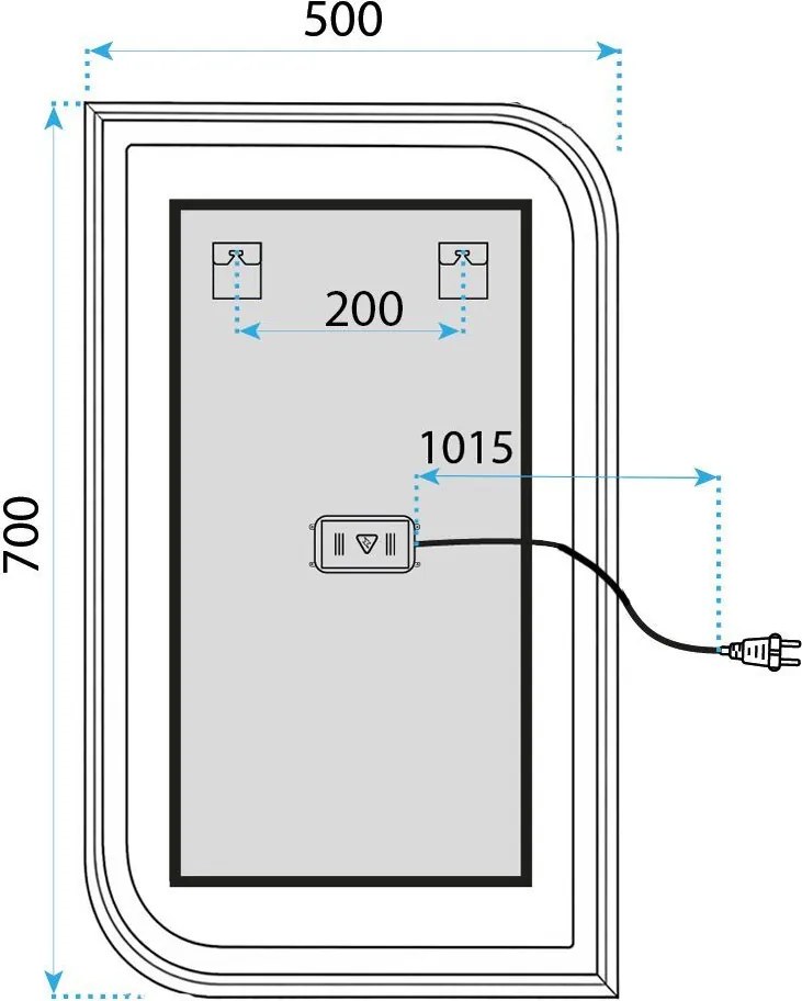 Огледало LED ZONE 70x50 BRUSH NICKEL