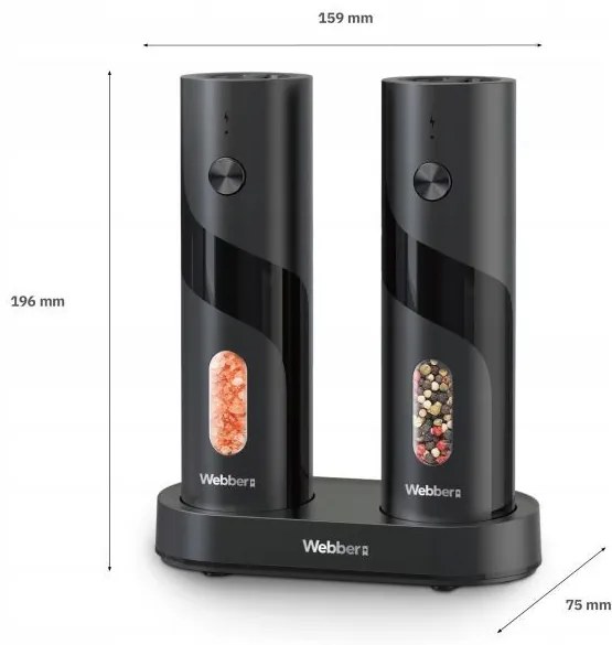 Комплект от две електрически мелнички за сол и пипер