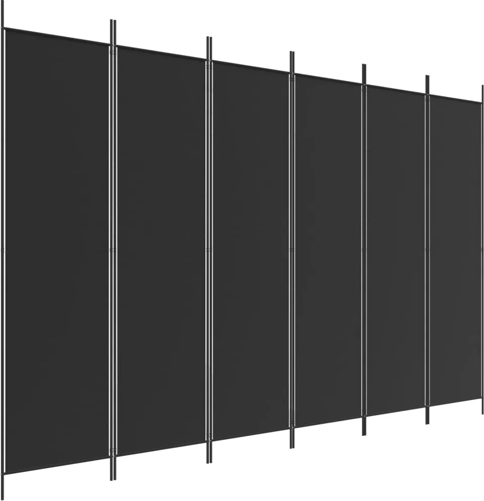 350193 vidaXL Параван за стая, 6 панела, черен, 300x200 cм, плат