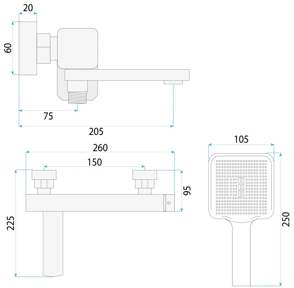 Смесител за вана Rea Arlo Nickle  Brush