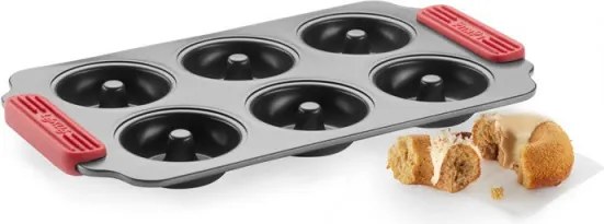 Форма за понички Lekue 1009477, 31x18x3 см, Незалепващо керамично покритие, Стомана, +4°C / +240°C, Черен