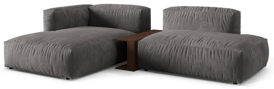 Сив кадифен модулен ъглов диван (ляв ъгъл) Martina – Micadoni