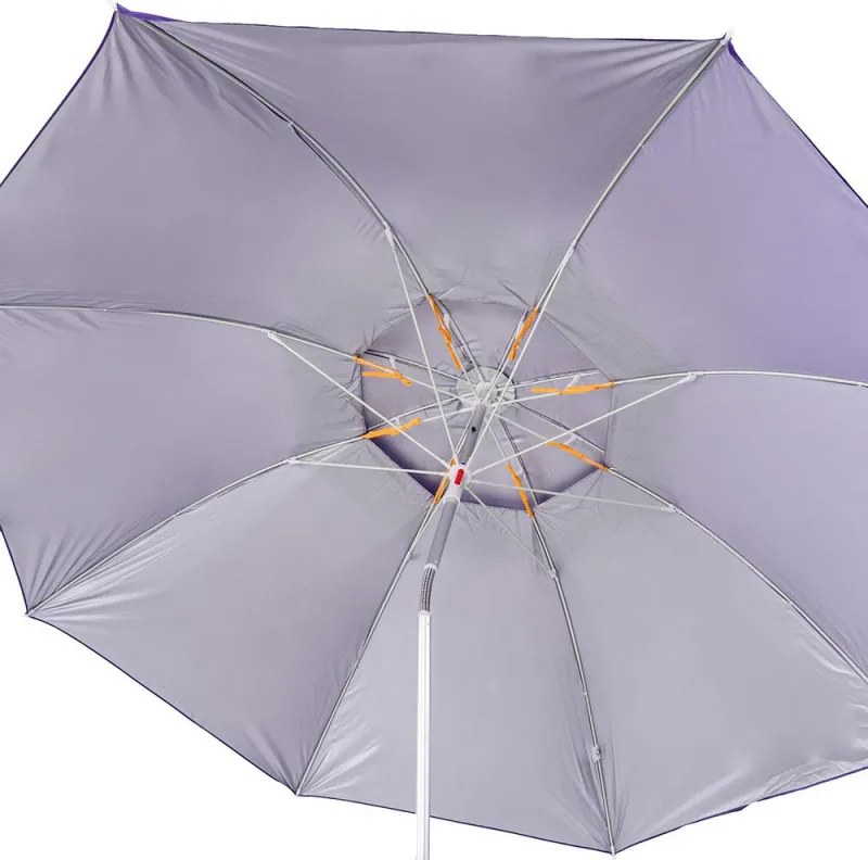 Плажен чадър Muhler YL1039, 200x200 см, UV защита, Стоманена рамка, Регулируем наклон, Лилав