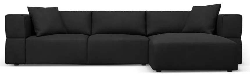 Черен ъглов диван, десен ъгъл Esther – Milo Casa