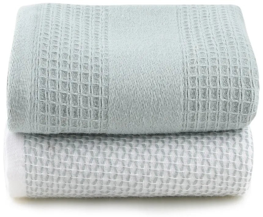 Вафлени кърпи в комплект от 2 бр. в цвят мента-сиви 40x60 cm Betty – Foutastic