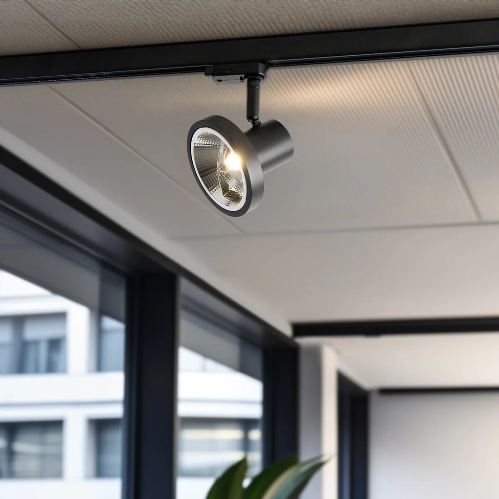 Модерен 3-фазен релсов прожектор черен AR111 - Jeany