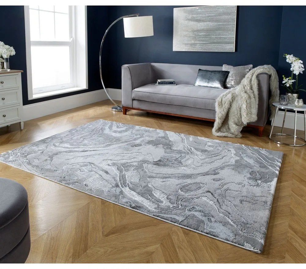Сив/сребърен килим 80x150 cm Marbled – Flair Rugs
