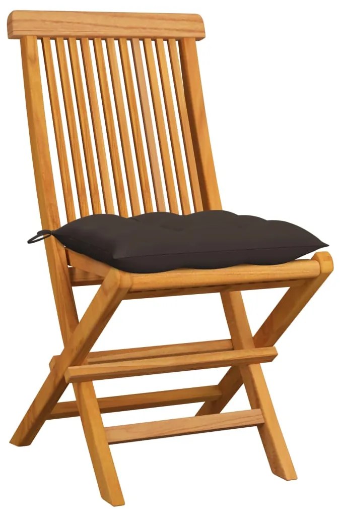 3065613 vidaXL Градински столове с възглавници таупе 6 бр тиково дърво масив