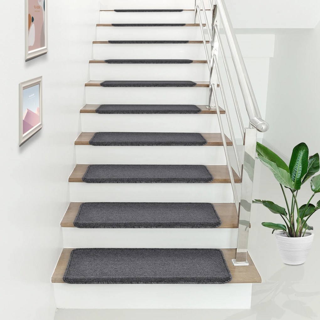 Step mats set of 15 rectangular dark grey