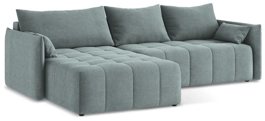 Син разтегателен ъглов диван с място за съхранение (ляв ъгъл) Moku – Makamii