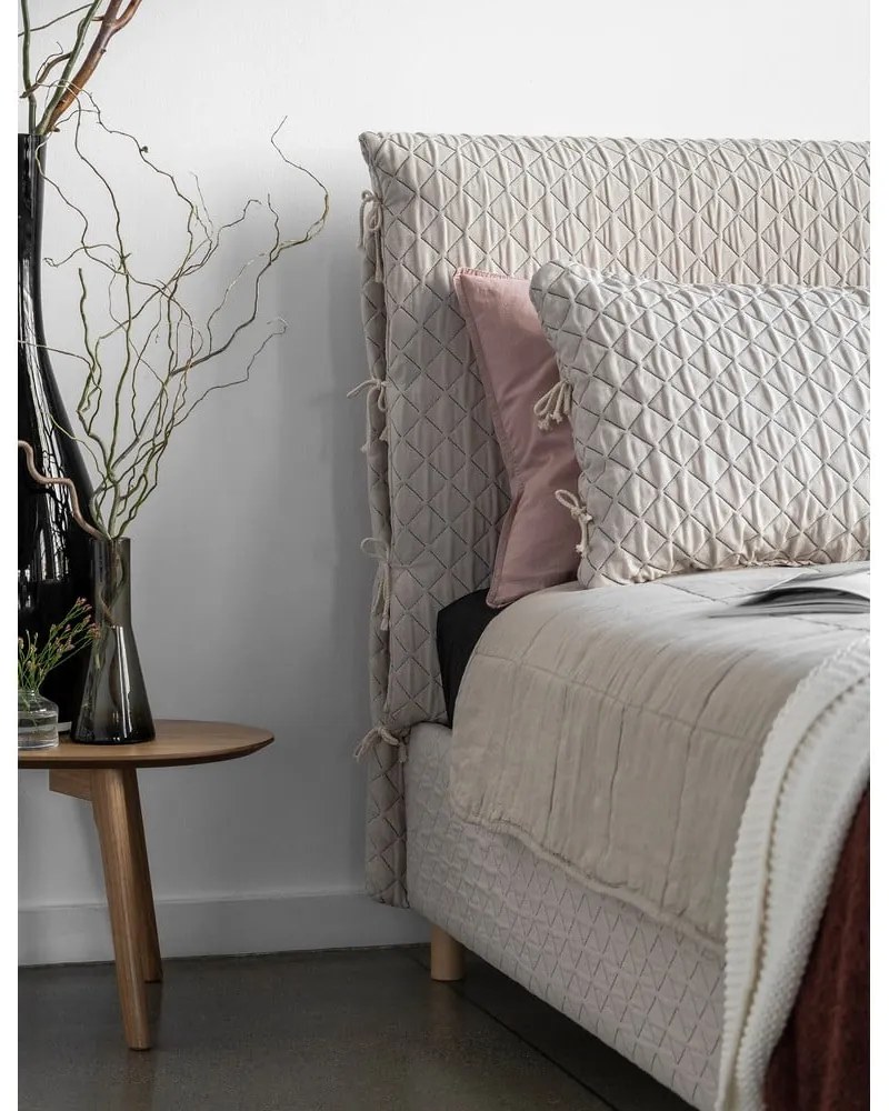 Бежово тапицирано единично легло и решетка 90x200 cm Sleepy Luna - Miuform