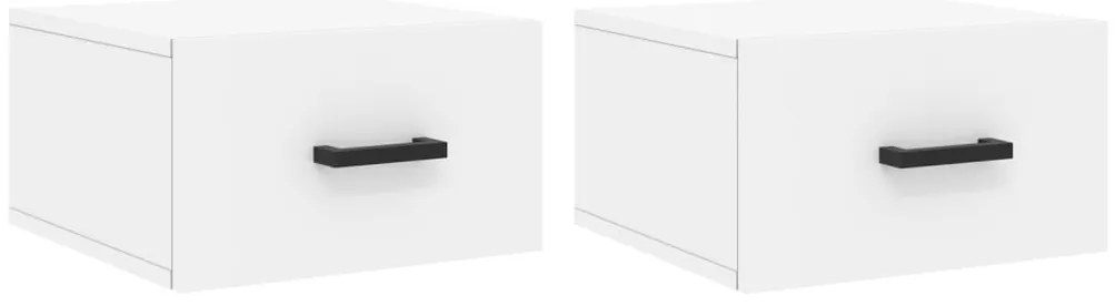 829821 vidaXL Нощни шкафчета за стенен монтаж, 2 бр, бели, 35x35x20 см
