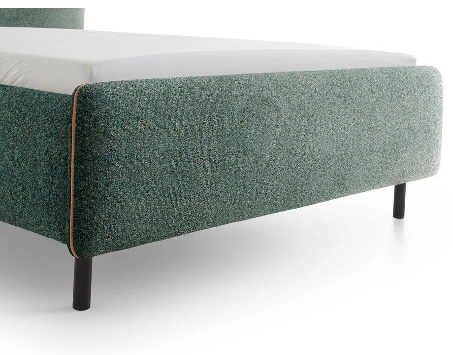 Тъмнозелено двойно легло 140x200 cm тапицирано без ламелно дъно Primo – Meise Möbel