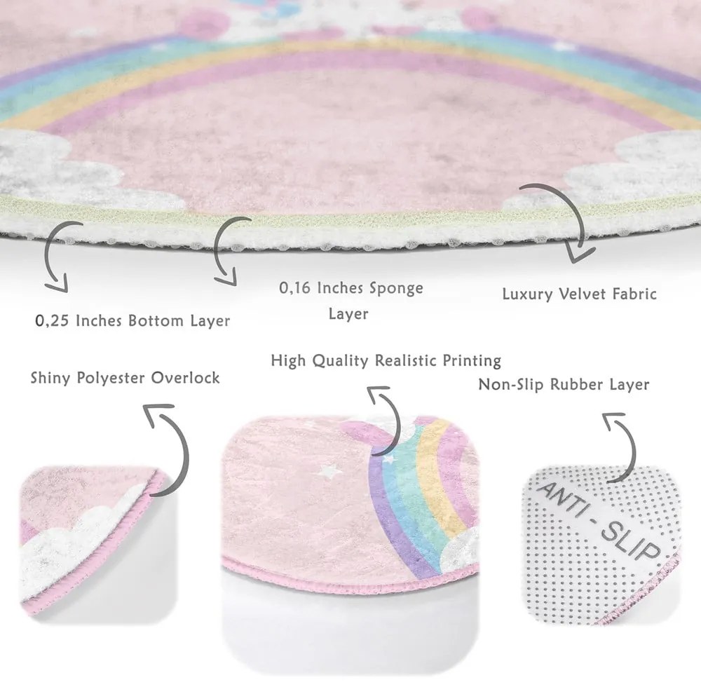 Розов детски килим ø 80 cm Comfort - Mila Home