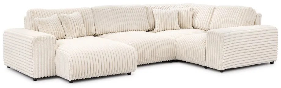 Кремав ъглов диван от рипсено кадифе (десен ъгъл/U форма) Justin – Ropez