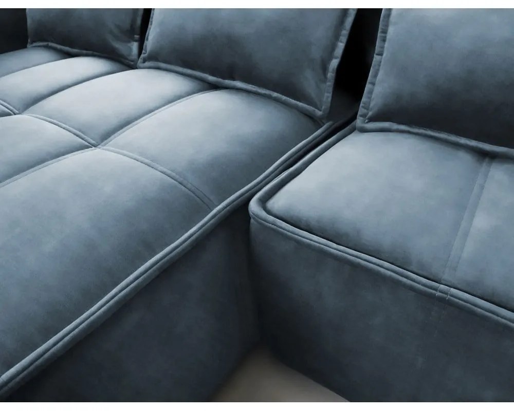 Син кадифен сгъваем/с място за съхранение ъглов диван (ляв ъгъл) Campo – ELTAP