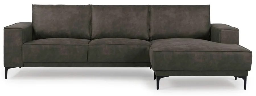 Ъглов диван в черно и сиво от изкуствена кожа (десен ъгъл) Copenhagen - Scandic