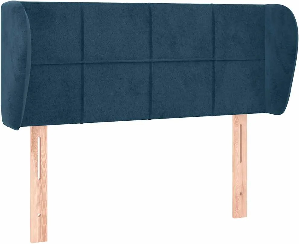 3117190 vidaXL Горна табла за легло с уши, тъмносиня, 103x23x78/88 см, кадифе