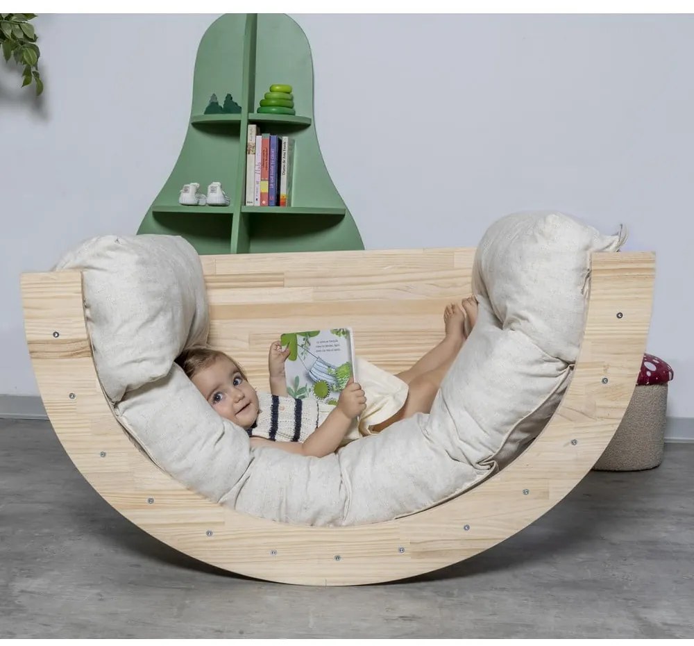 Люлка от масивен бор в естествен цвят 60x100x60 cm Montessori – Little Nice Things