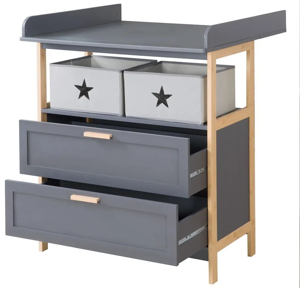 Антрацитен нисък детски скрин 87x75 cm Berlin – Roba