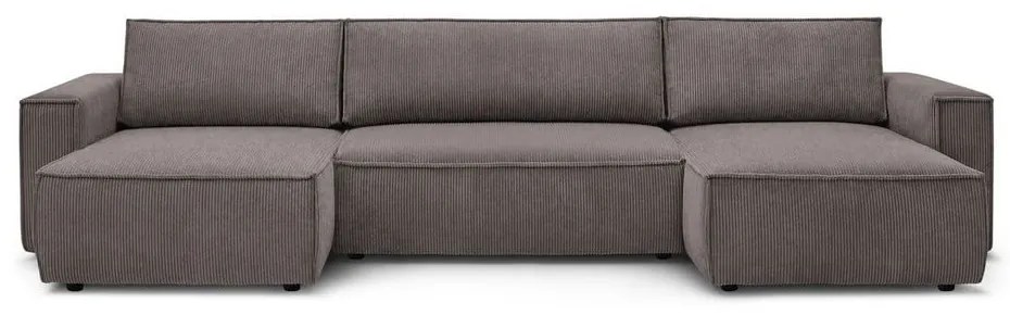 Тъмносив велурен U-образен разтегателен диван Nihad - Bobochic Paris