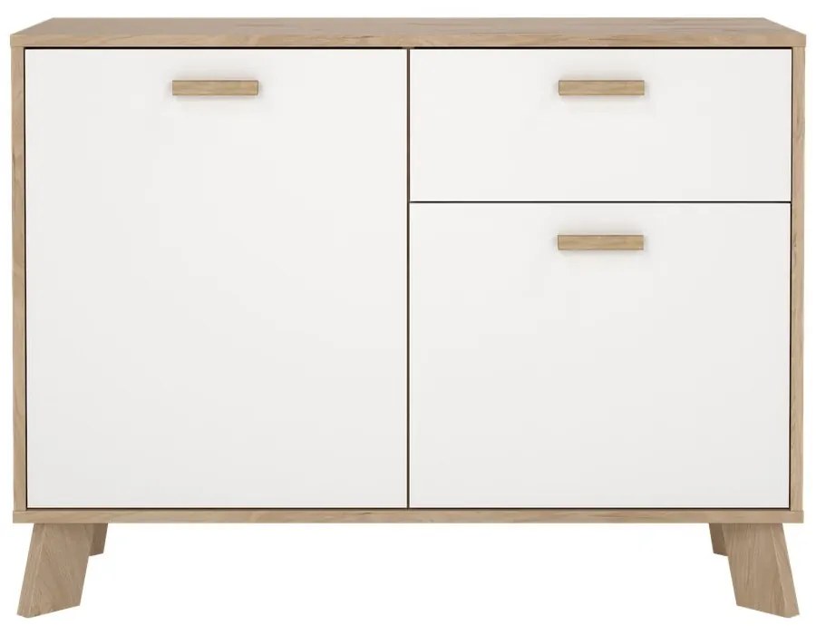 Скрин от дъбов декор в бял и естествен цвят 99x73x39 cm Ikast – Tvilum