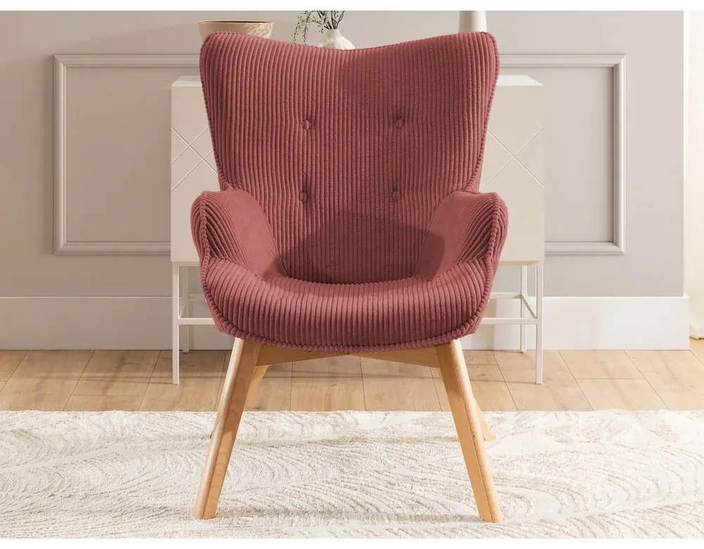 Червено кресло от рипсено кадифе Niko – Ropez