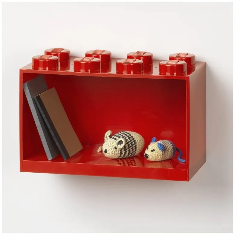 Детски червен стенен рафт Brick 8 - LEGO®