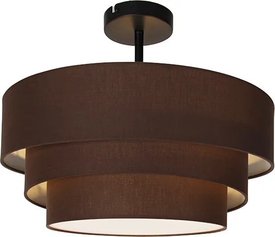 Модерна таванна лампа кафява 45 см 3-светлина - Drum Trio