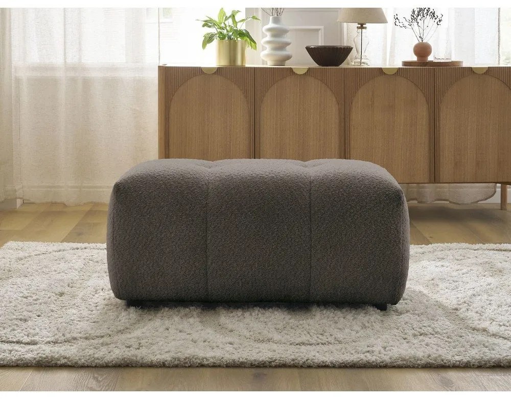 Кафява табуретка от прежда с примки от букле Roxelane – Bobochic Paris